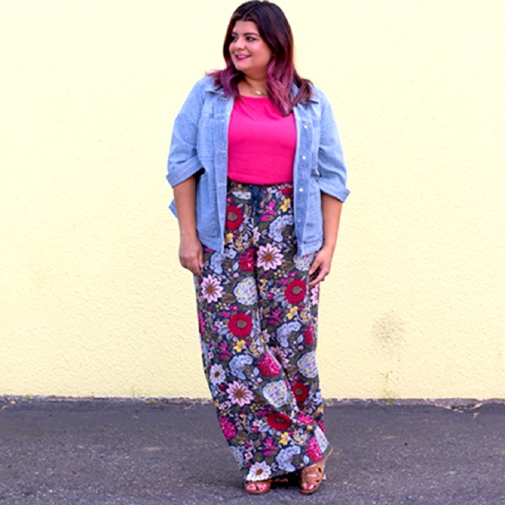 Floral wide leg pants